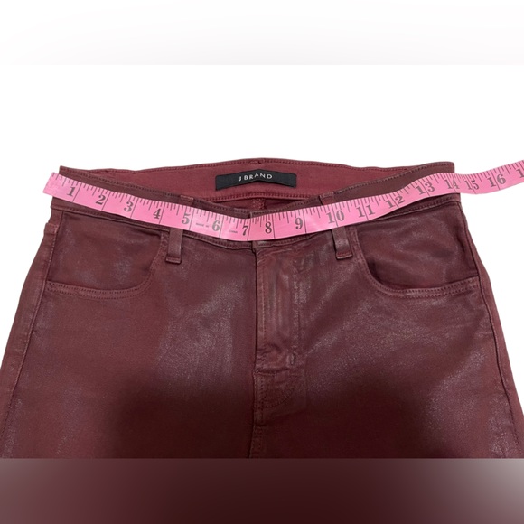 J Brand Alana Coated Claret Maroon Raw Hem Zipper Skinny Pants Womens Size 26 - Picture 14 of 15